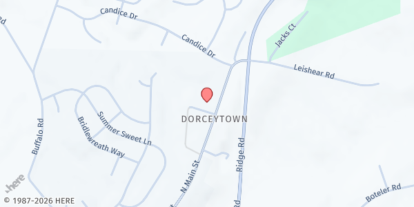 Map showing Mt. Airy Baptist Church at 1402 N Main St, Mt Airy, MD