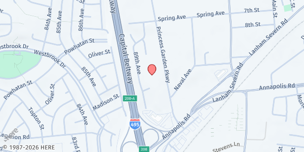 Map showing Ebenezer We Care We Share Community at 6016 Princess Garden Parkway, New Carrollton, MD