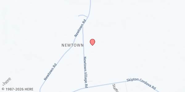 Map showing New Zion UMC at 12946 Newton Village Rd., Newtown, MD