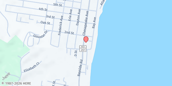 Map showing St. Anthony's Ladies of Charity at 8813 Chesapeake Ave, North Beach, MD