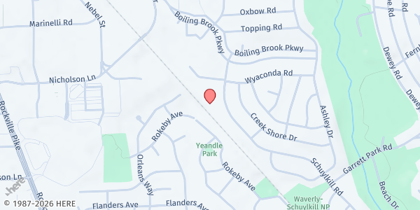 Map showing Holiday Distribution Event Location at 4924 Wyaconda Road, North Bethesda, MD