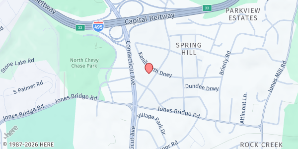 Map showing Bethesda-Chevy Chase Meals on Wheels, Inc. at 8814 Kensington Parkway, North Chevy Chase, MD
