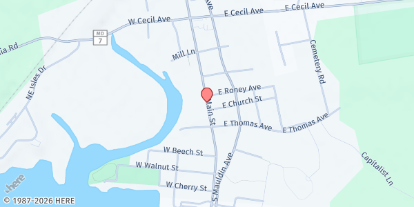 Map showing St. Mary Anne's Outreach at 315 S. Main Street, North East, MD