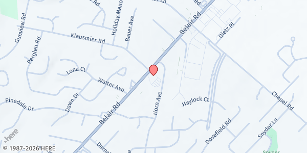 Map showing Perry Hall United Methodist Church at 9515 Belair Road, Nottingham, MD