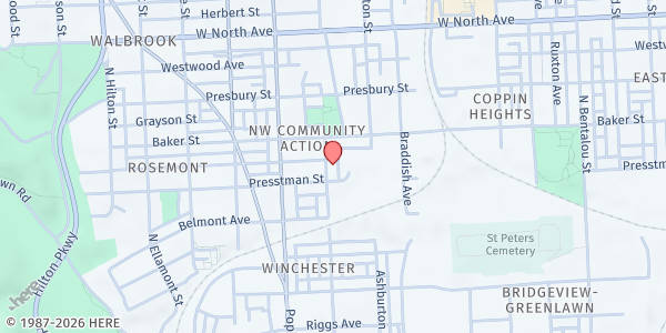 Map showing Agape House at 1501 North Dukeland Street, NW Community Action, MD