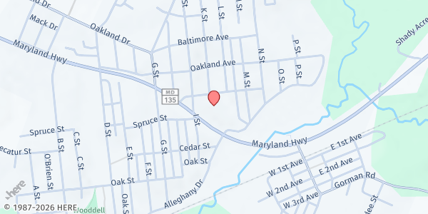 Map showing Faith Church at 1009 Maryland Hwy, Oakland, MD