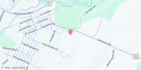 Map showing Loch Lynn Church of God at 8649 Gorman Rd, Oakland, MD