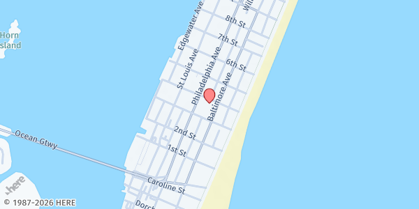 Map showing Atlantic United Methodist Church at 105 4th Street, Ocean City, MD