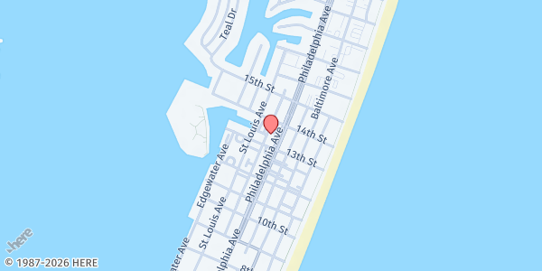 Map showing First Presbyterian Church at 1301 Philadelphia Avenue, Ocean City, MD