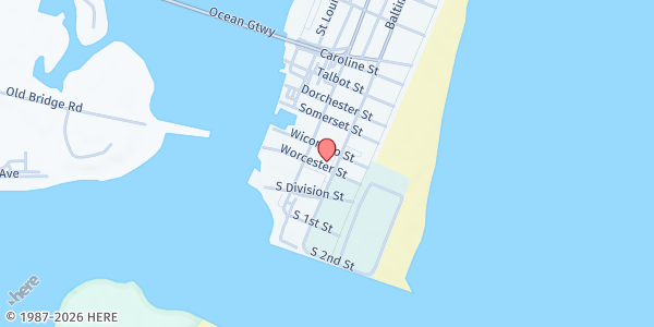 Map showing Land's End at 102 Worcester Street, Ocean City, MD