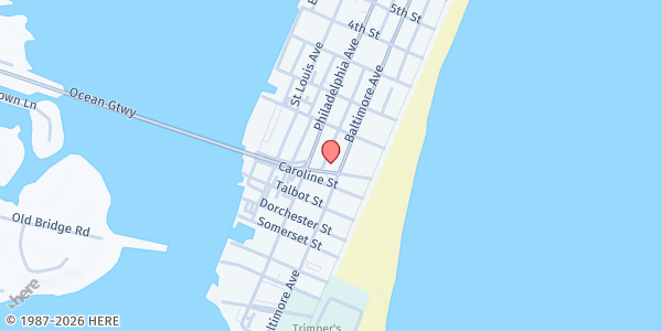 Map showing Ocean City Baptist Church at 102 North Division Street, Ocean City, MD