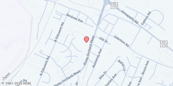 Map showing Odenton Baptist Church at 8410 Piney Orchard Pkwy, Odenton, MD