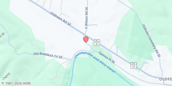 Map showing Healing Hunger at 19210 Opessa Street Southeast, Oldtown, MD