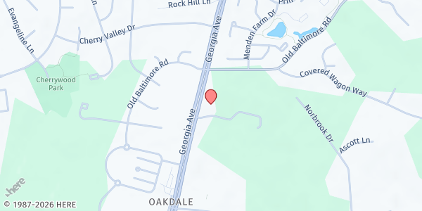 Map showing Iglesia Evangelica Cristo Promesa Fiel at 17017 Georgia Avenue, Olney, MD