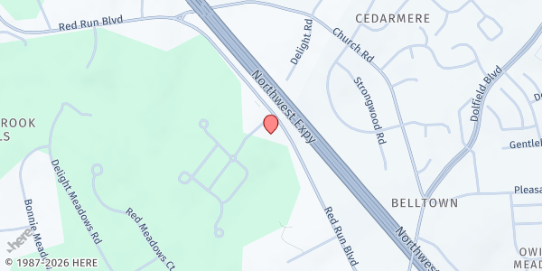 Map showing Bridgeway Community Church Owings Mills/Reisterstown at 11301 Red Run Boulevard, Owings Mills, MD