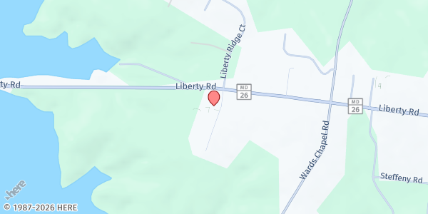 Map showing LIBERTY CHURCH PCA at 11301 Liberty Road, Owings Mills, MD