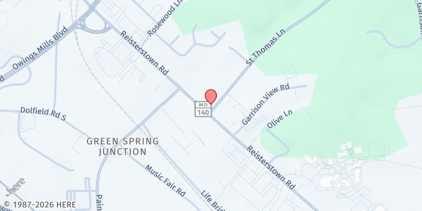 Map showing RCCG House of Prayer (Food Pantry) at 9621 Reisterstown Road, Owings Mills, MD