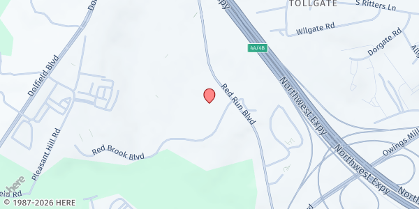 Map showing Uproar Church at 10711 Red Run Boulevard, Owings Mills, MD