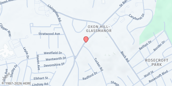Map showing St. Paul United Methodist Church at 6634 St. Barnabas Rd., Oxon Hill-Glassmanor, MD