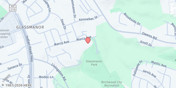 Map showing Glassmanor Community Center - Community Fridge at 1101 Marcy Avenue, Oxon Hill, MD