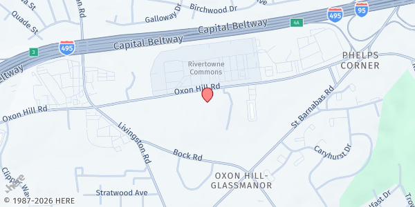 Map showing Greater Baden Medical Services - Oxon Hill at 6196 Oxon Hill Road, Oxon Hill, MD