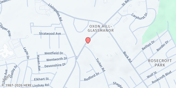 Map showing St. Paul UMC at 6634 Saint Barnabas Road, Oxon Hill, MD