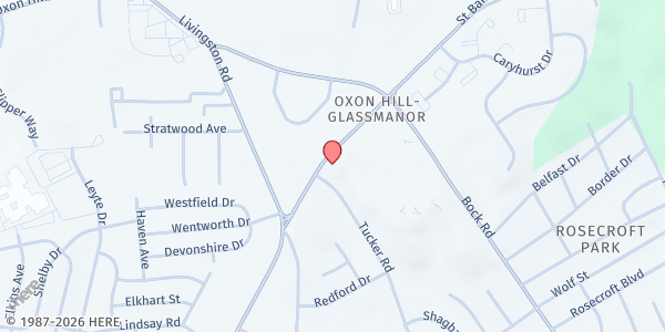 Map showing St. Paul UMC at 6634 St. Barnabas Road, Oxon Hill, MD