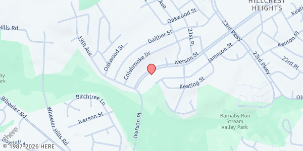 Map showing United Methodist Church of the Redeem at 1901 Iverson St., Oxon Run Hills, MD