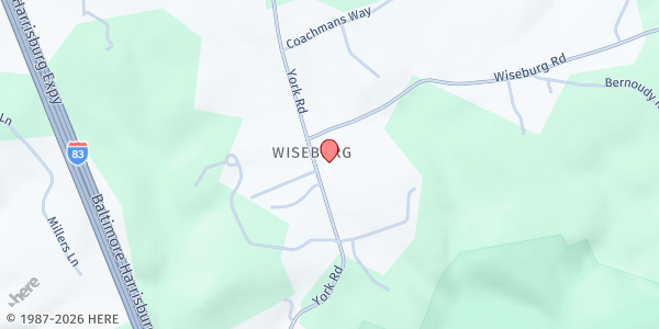 Map showing Hereford High School at 17301 York Road, Parkton, MD