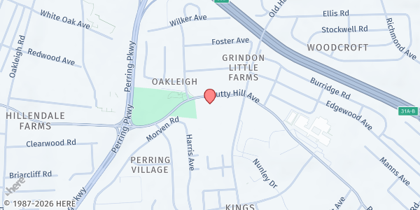 Map showing Christ Villa Outreach Program at 2301 Putty Hill Avenue, Parkville, MD