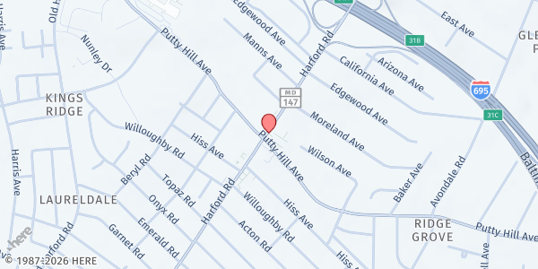 Map showing St. Ursula Pantry at 8801 Harford Road, Parkville, MD