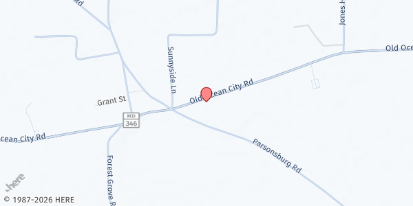 Map showing Helping Hands at 33063 Old Ocean City Road, Parsonsburg, MD