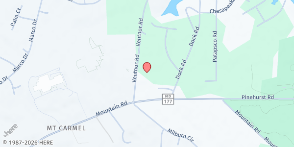 Map showing Our Lady of Chesapeake at 8325 Ventnor Road, Pasadena, MD