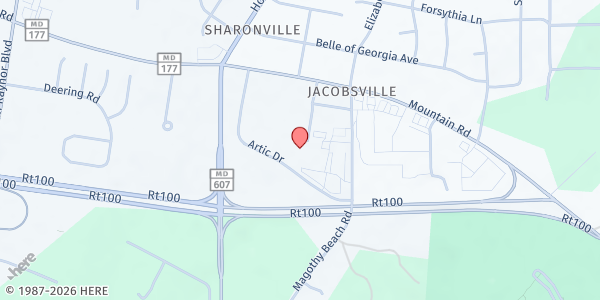 Map showing The Y in Pasadena at 26 Magothy Beach Road, Pasadena, MD