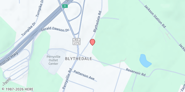 Map showing Blythedale 7th Day Adventist Church at 36 Blythedale Road, Perryville, MD