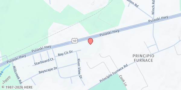 Map showing First Baptist Church at 4800 Pulaski Hwy, Perryville, MD