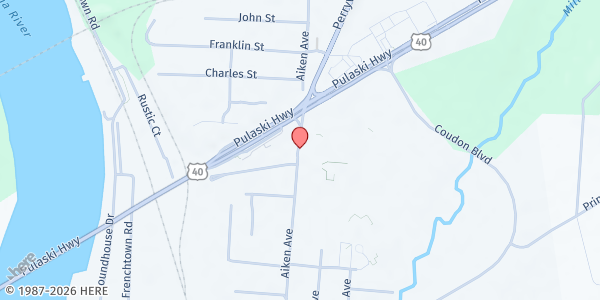 Map showing Good Shepherd Church, St. Vincent de Paul Society, Food Pantry at 810 Aiken Avenue, Perryville, MD