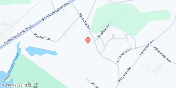 Map showing Servants Table (Refuge Temple Ministries) at 116 Spesuitia Rd., Perrywood, MD