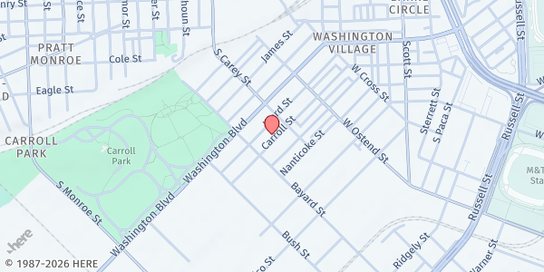 Map showing House Of God Church Of Deliverance Worship Center Intl. at 1330 Carroll Street, Pigtown, MD