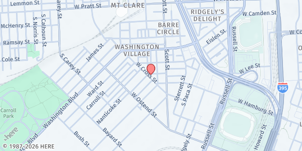 Map showing Paris Domicilary - Pigtown at 1024 West Cross Street, Pigtown, MD