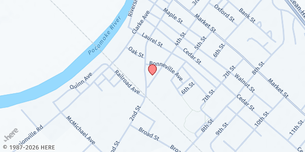 Map showing Samaritan Ministries, Soup Kitchen at 814 Fourth Street, Pocomoke City, MD