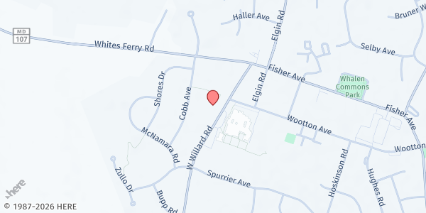 Map showing WUMCO Help, Inc. at 17550 W. Willard Road, Poolesville, MD