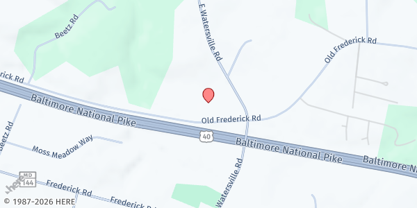 Map showing Mount Airy Bible Church at 16700 Old Fredrick Road, Poplar Springs, MD