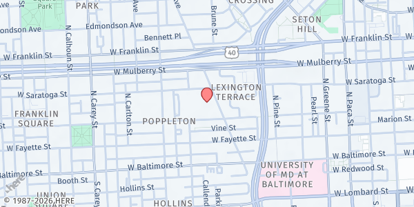 Map showing Lexington Poe at 206 North Fremont Avenue, Poppleton, MD