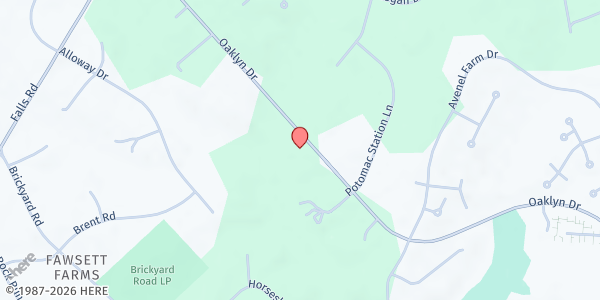 Map showing ISKCON of Washington at 10310 Oaklyn Drive, Potomac, MD