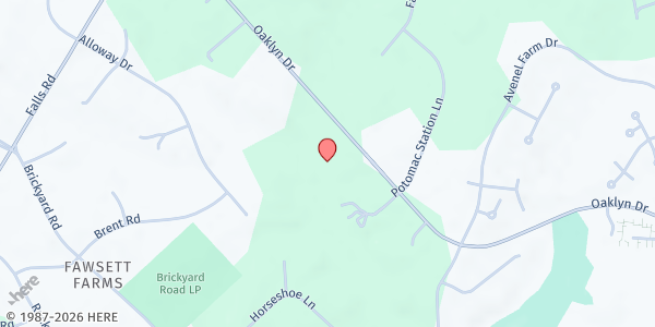 Map showing ISKCON of Washington at 10310 Oaklyn Dr, Potomac, MD