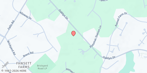 Map showing ISKCON of Washington at 10310 Oaklyn Dr, Potomac, MD