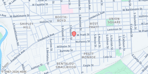 Map showing Denoor Healthcare Services at 1935 West Pratt Street, Pratt Monroe, MD