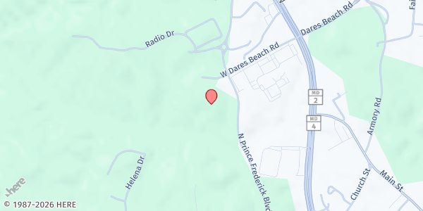 Map showing Meals on Wheels/Congregate Meals - Prince Frederick at 450 W. Dares Beach Road, Prince Frederick, MD