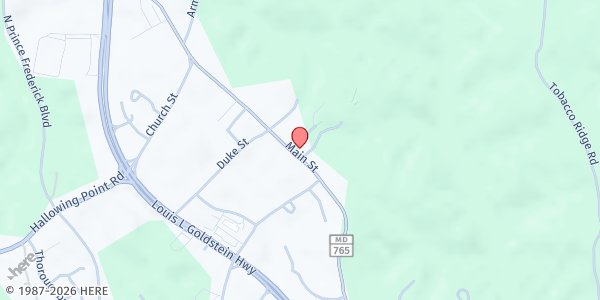 Map showing Saint John Vianney Catholic Church at 105 Vianney Ln, Prince Frederick, MD